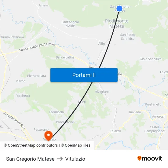 San Gregorio Matese to Vitulazio map