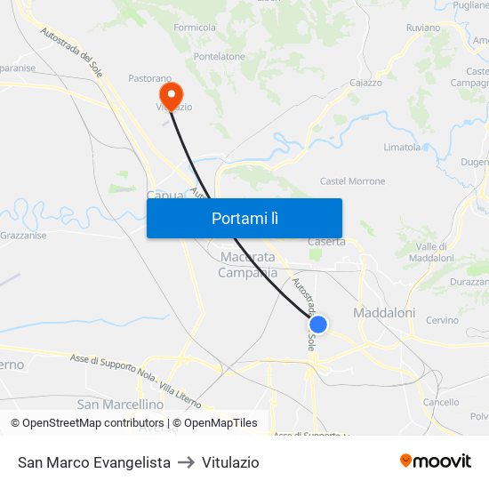 San Marco Evangelista to Vitulazio map