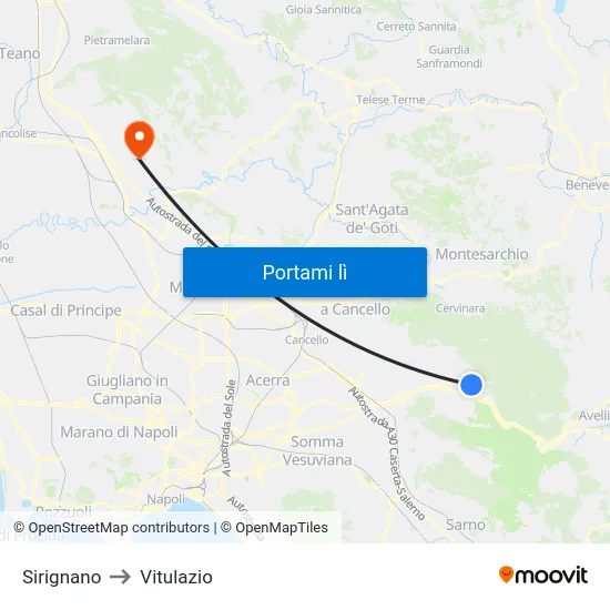 Sirignano to Vitulazio map