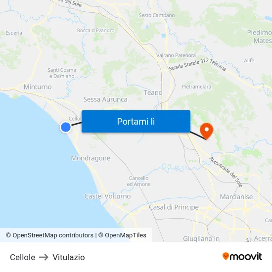 Cellole to Vitulazio map