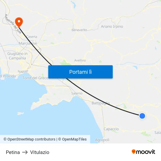 Petina to Vitulazio map