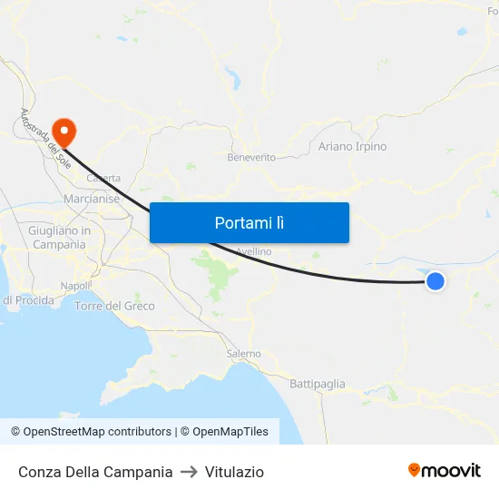 Conza Della Campania to Vitulazio map