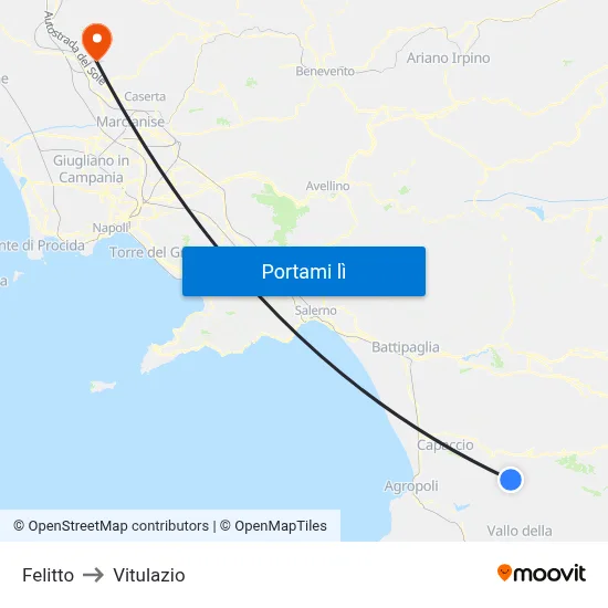 Felitto to Vitulazio map