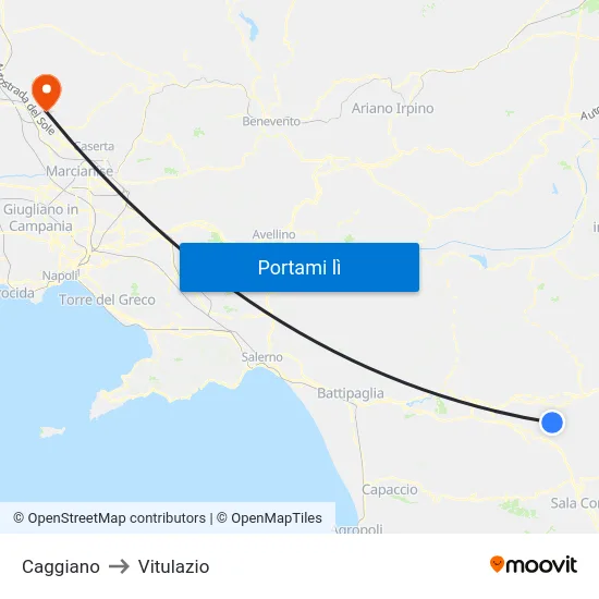 Caggiano to Vitulazio map