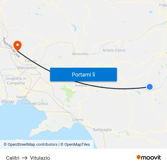 Calitri to Vitulazio map