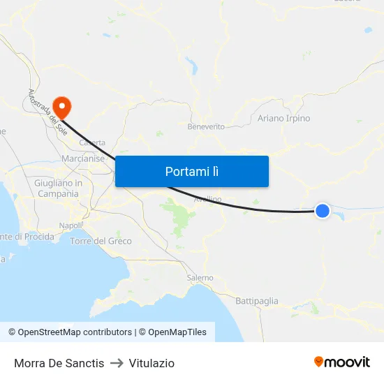 Morra De Sanctis to Vitulazio map