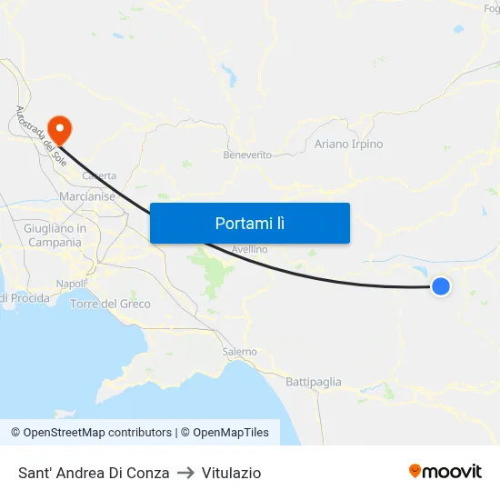 Sant' Andrea Di Conza to Vitulazio map