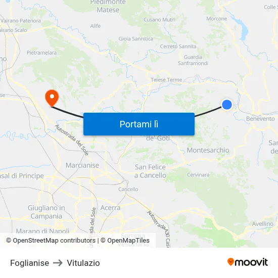 Foglianise to Vitulazio map