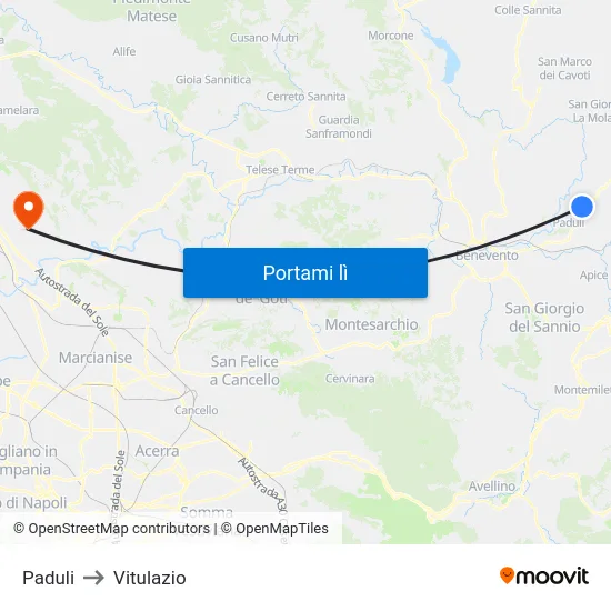 Paduli to Vitulazio map