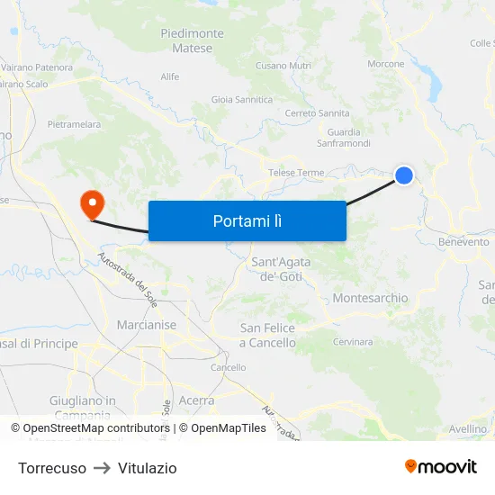 Torrecuso to Vitulazio map