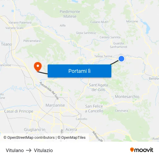 Vitulano to Vitulazio map