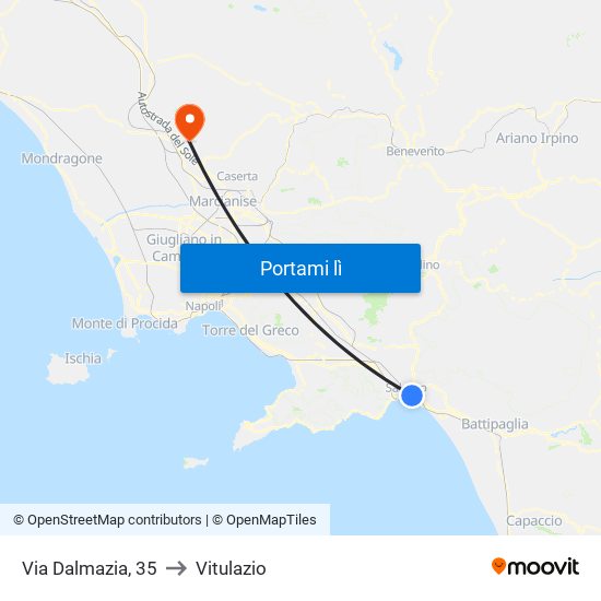Via Dalmazia, 35 to Vitulazio map
