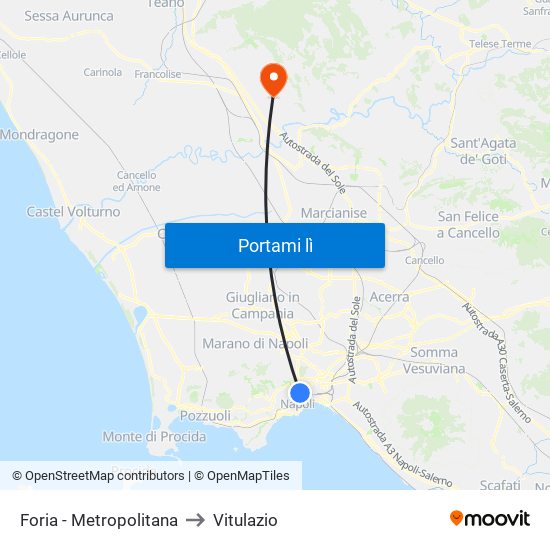 Foria - Metropolitana to Vitulazio map