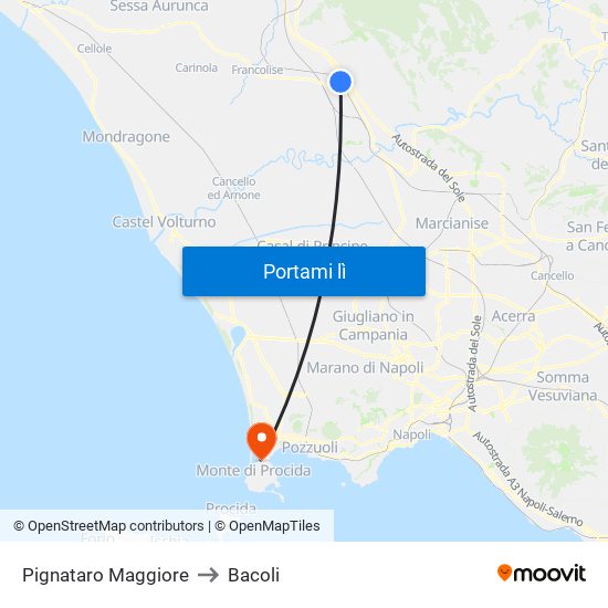 Pignataro Maggiore to Bacoli map