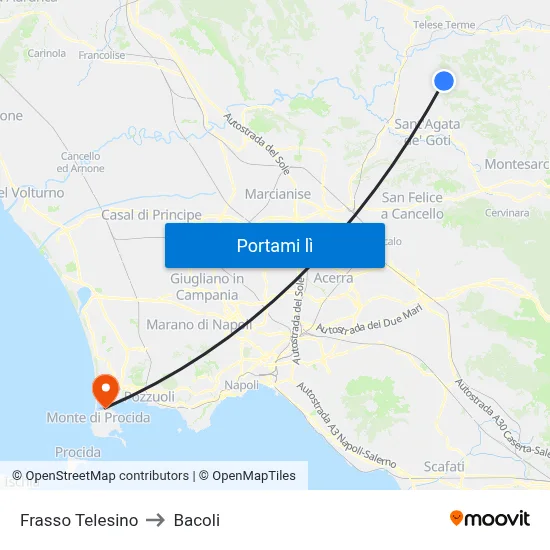 Frasso Telesino to Bacoli map