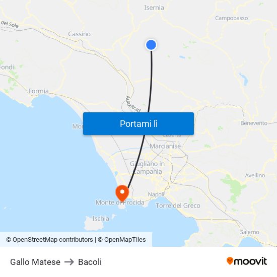 Gallo Matese to Bacoli map