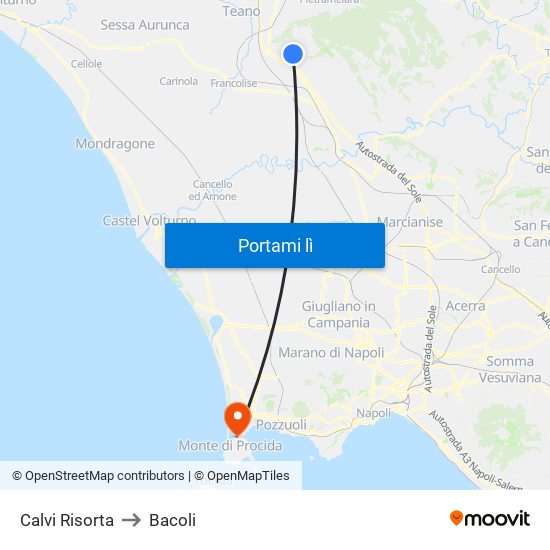 Calvi Risorta to Bacoli map