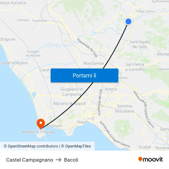 Castel Campagnano to Bacoli map