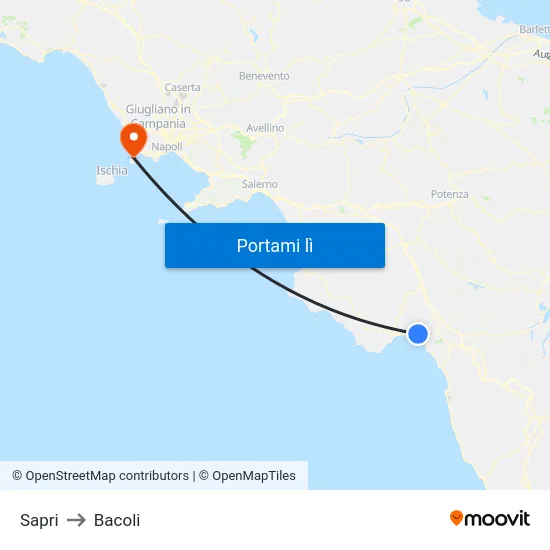 Sapri to Bacoli map
