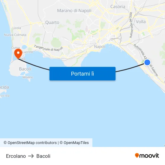 Ercolano to Bacoli map