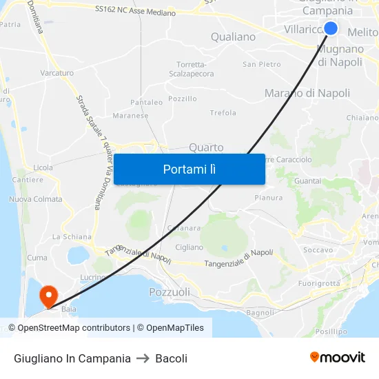 Giugliano In Campania to Bacoli map