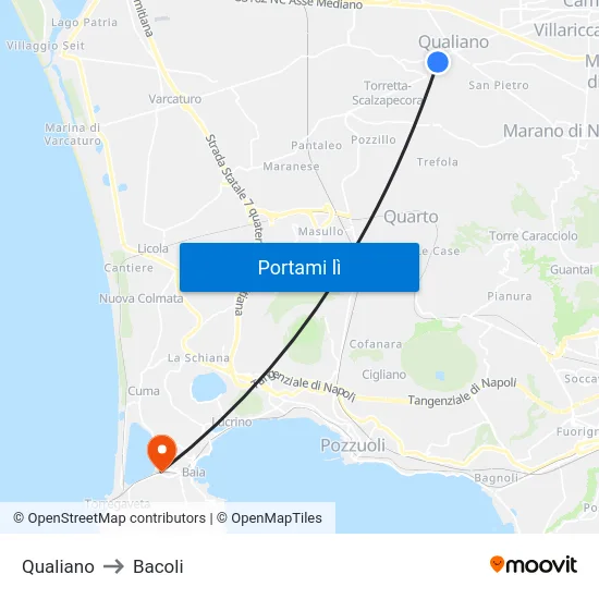 Qualiano to Bacoli map