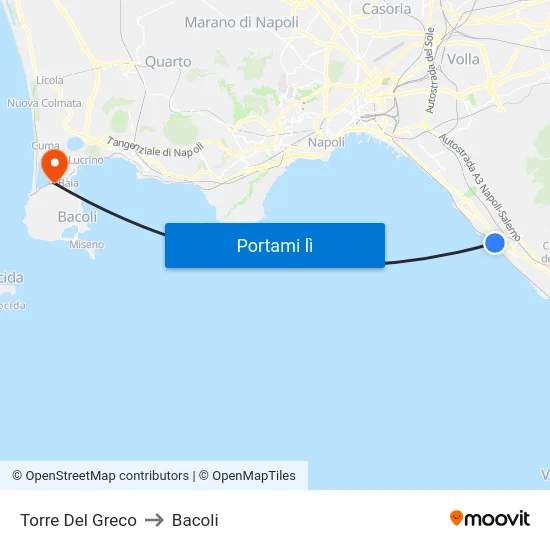 Torre Del Greco to Bacoli map