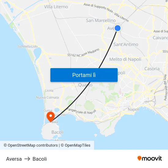 Aversa to Bacoli map
