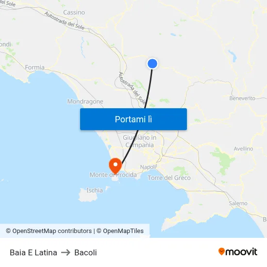 Baia E Latina to Bacoli map