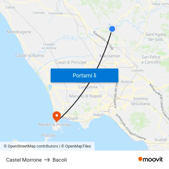 Castel Morrone to Bacoli map