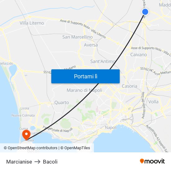 Marcianise to Bacoli map