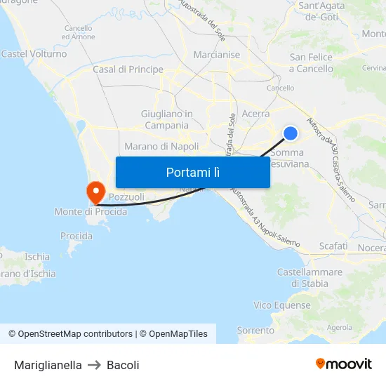 Mariglianella to Bacoli map