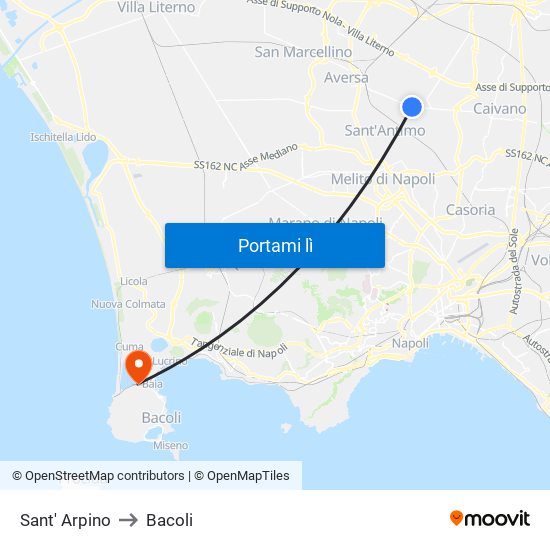 Sant' Arpino to Bacoli map