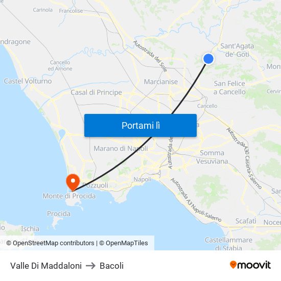 Valle Di Maddaloni to Bacoli map