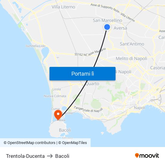 Trentola-Ducenta to Bacoli map