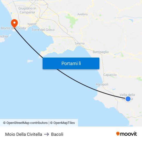 Moio Della Civitella to Bacoli map