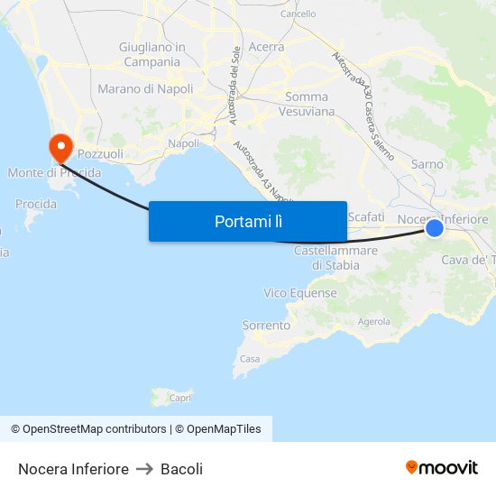 Nocera Inferiore to Bacoli map
