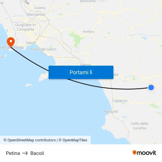 Petina to Bacoli map
