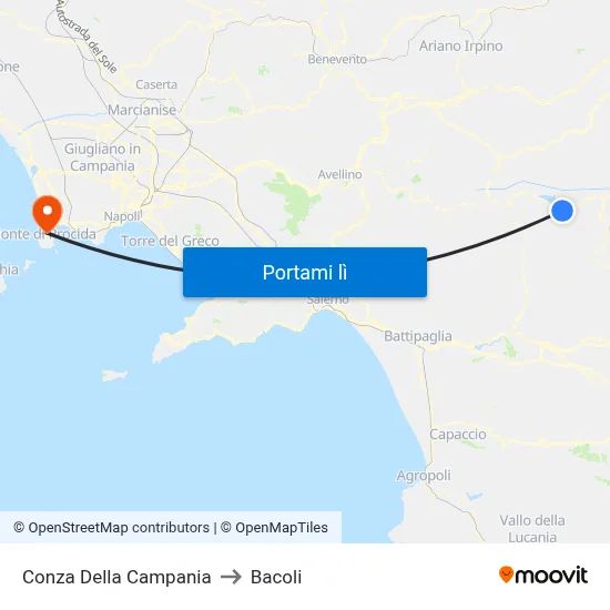 Conza Della Campania to Bacoli map