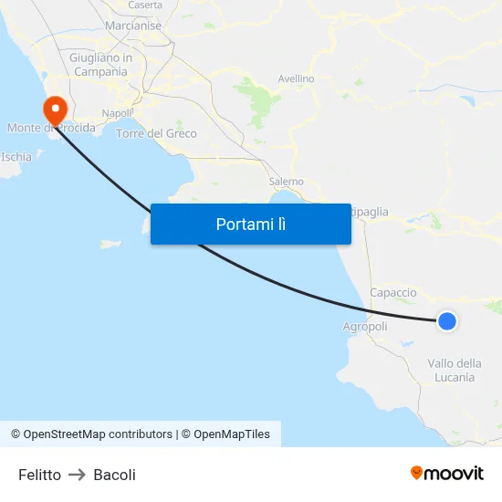 Felitto to Bacoli map