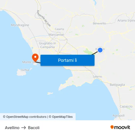 Avellino to Bacoli map