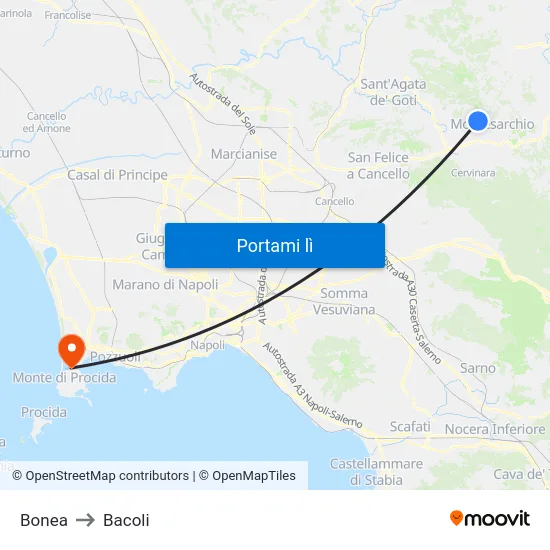 Bonea to Bacoli map