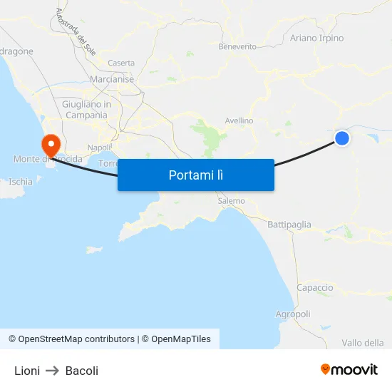 Lioni to Bacoli map