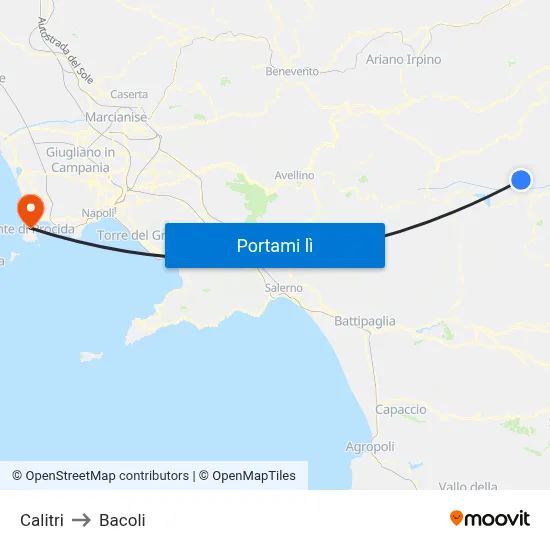 Calitri to Bacoli map