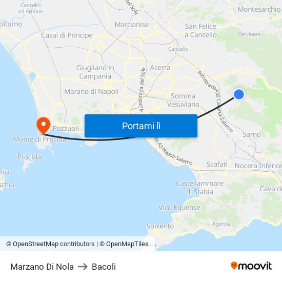 Marzano Di Nola to Bacoli map