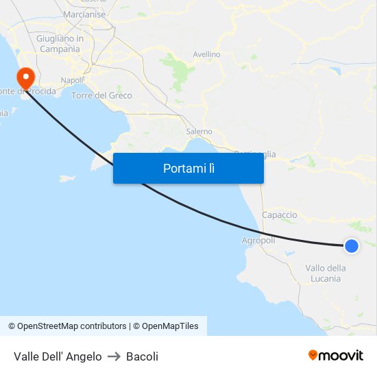 Valle Dell' Angelo to Bacoli map