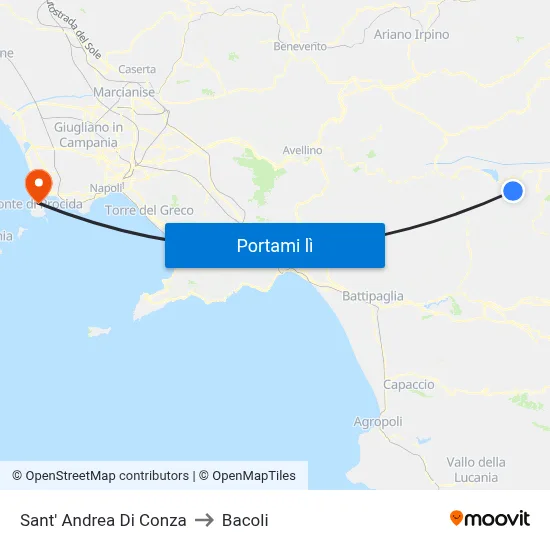 Sant' Andrea Di Conza to Bacoli map