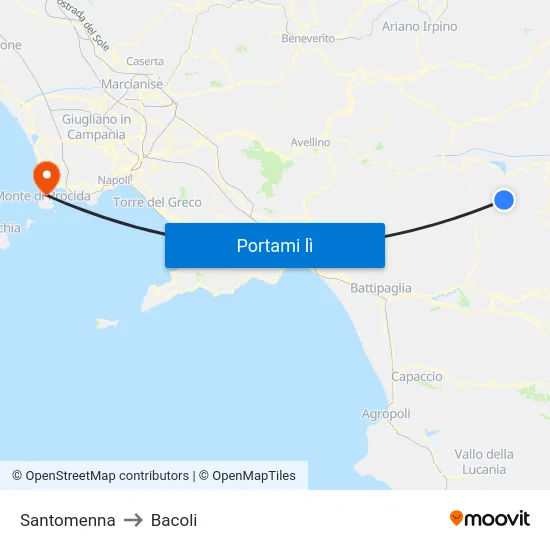 Santomenna to Bacoli map