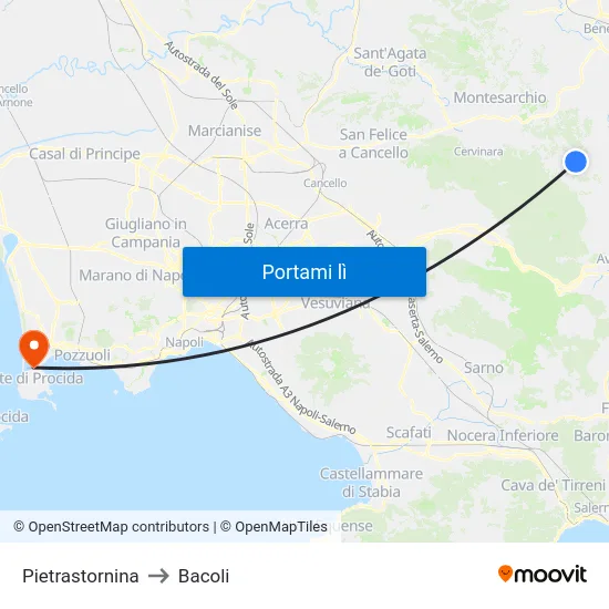 Pietrastornina to Bacoli map