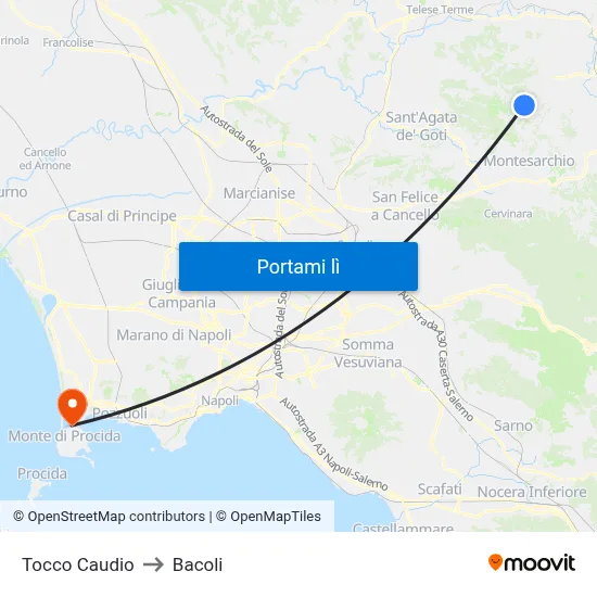 Tocco Caudio to Bacoli map